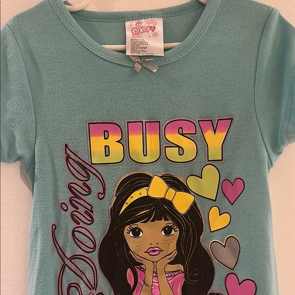 Blue and Yellow Ruffled Pajama Robe with Crew Neck - Picture 4 of 5